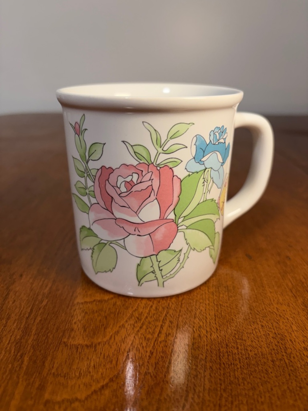 Vintage Floral Mug Japan Cottagecore Pink Blue Flowers Coffee Tea Cup